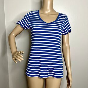 Old Navy Blue Striped Tie Sleeve Top